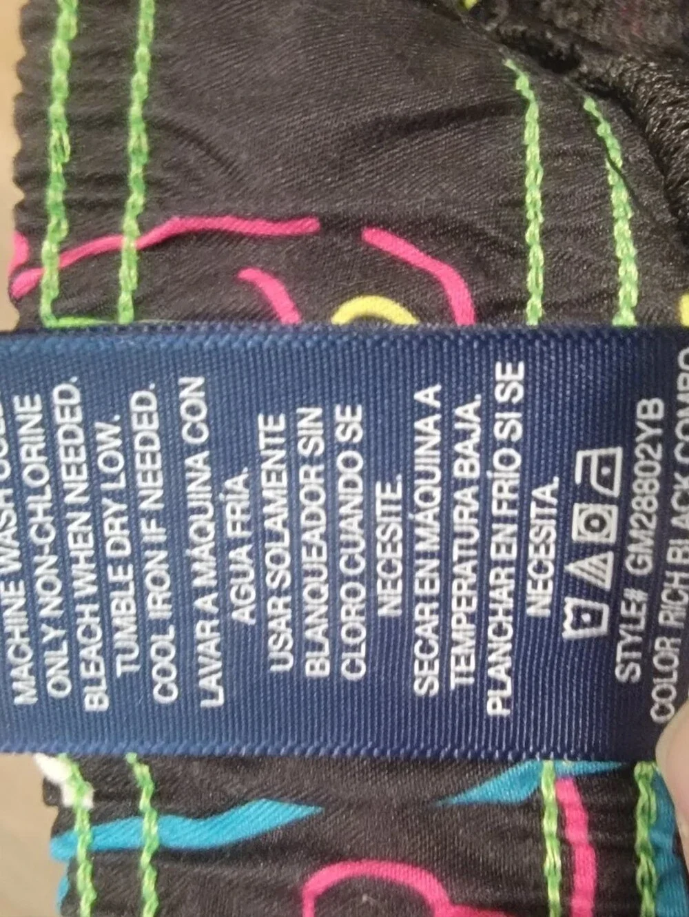 George Big & Tall Sz 3XL Black w/Neon Tropical Drink Printed Swim Trunks